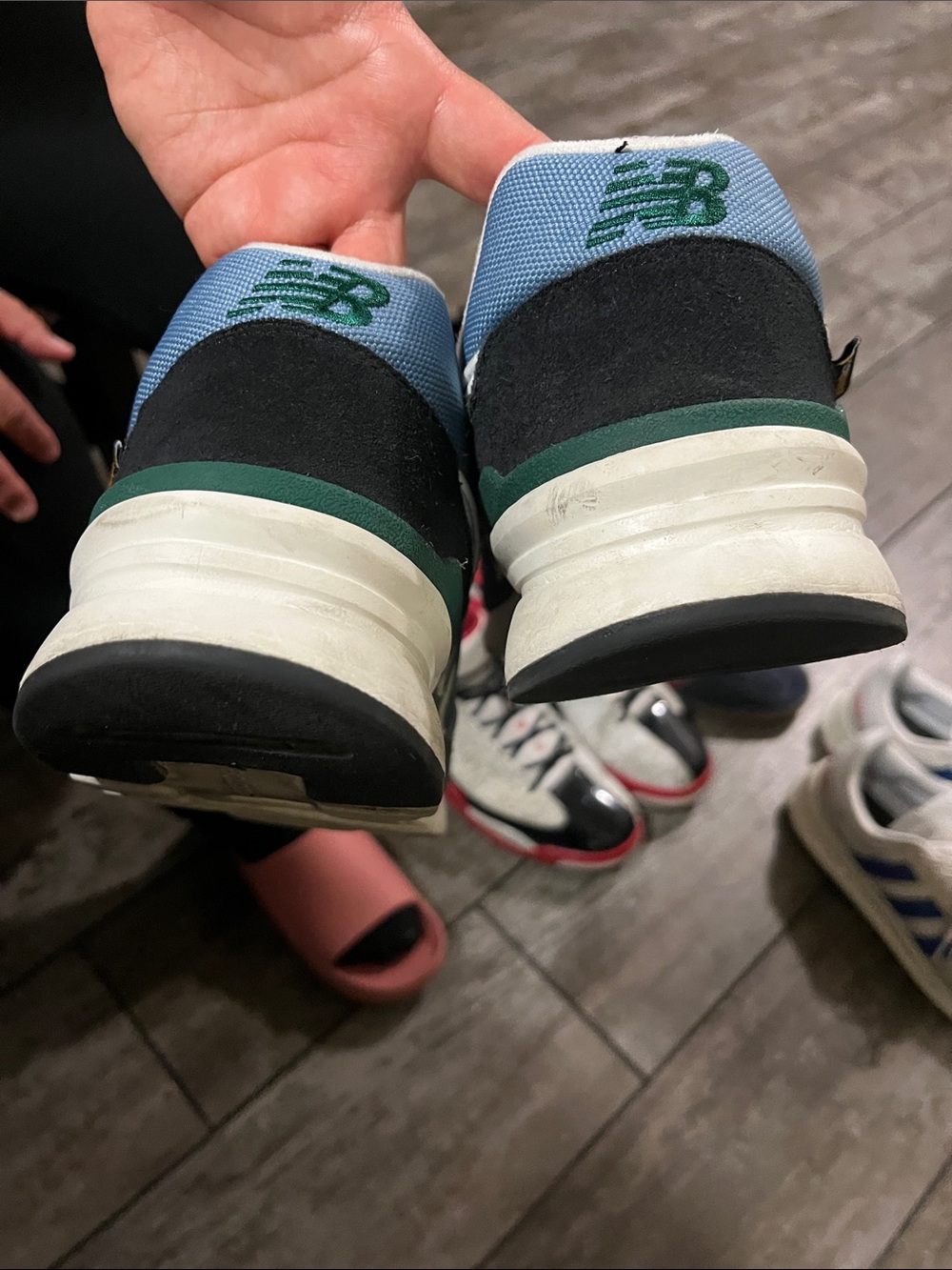 New Balance Men’s Gray, Black & Green Retro Runner Sneakers - Picture 6 of 7